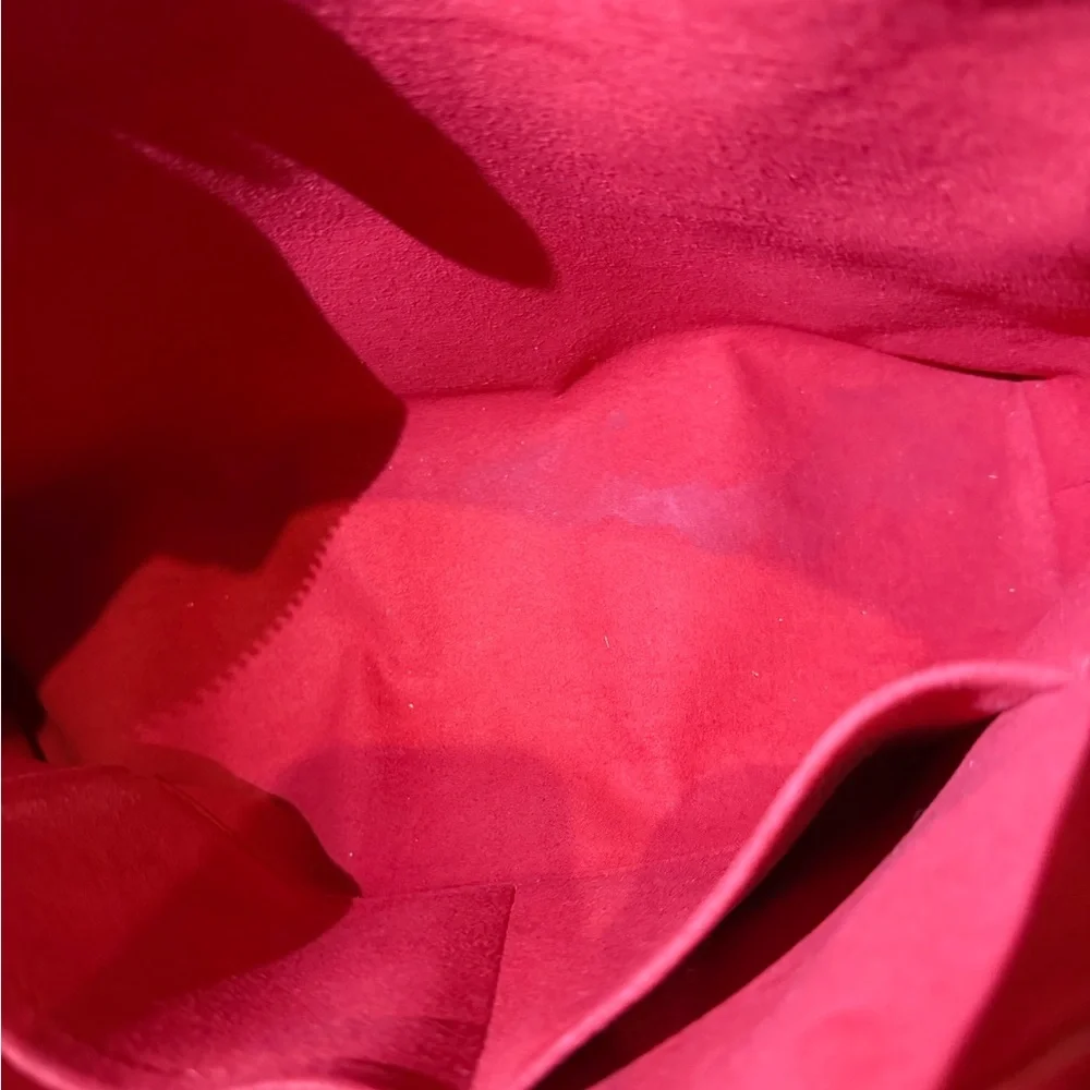 RARE Louis Vuitton Red and Brown Monogram Chain Shoulder Bag Leather Trim - Picture 7 of 16